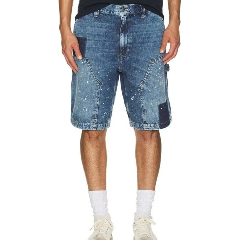 Guess Paint Splatter Carpenter Jean Shorts Cargo 32 Utility Denim Grunge 90s